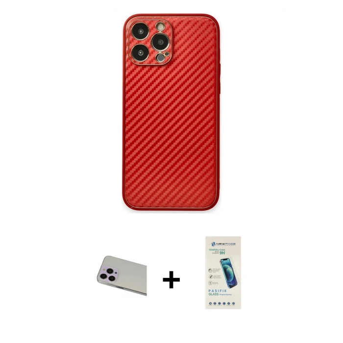 MARSİLYAN™- iPhone 13 Pro Max Kılıf Ahenk Işık - Şeffaf Pasifik Cam Ekran Koruyucu + Rainbow Kamera Lens Koruma Cam - MR