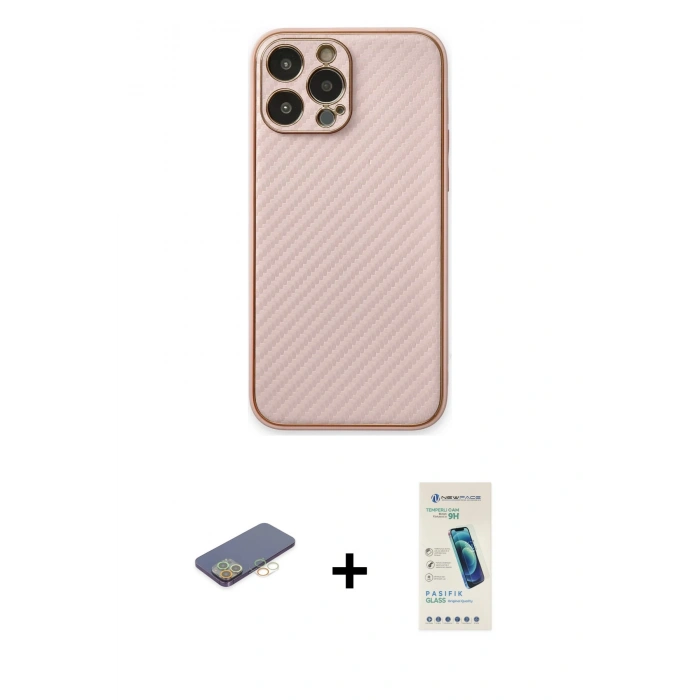 MARSİLYAN™- iPhone 13 Pro Max Kılıf Ahenk Işık - Şeffaf Pasifik Cam Ekran Koruyucu + Renkli Kamera Lens Koruma Cam - SI
