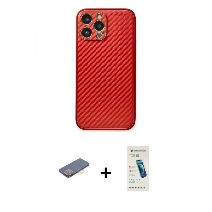 MARSİLYAN™- iPhone 13 Pro Max Kılıf Ahenk Işık - Şeffaf Pasifik Cam Ekran Koruyucu + Renkli Kamera Lens Koruma Cam - SI