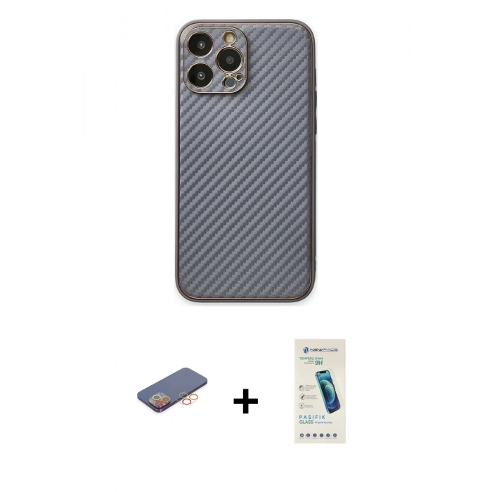 MARSİLYAN™- iPhone 13 Pro Max Kılıf Ahenk Işık - Şeffaf Pasifik Cam Ekran Koruyucu + Renkli Kamera Lens Koruma Cam - TU