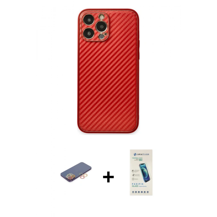 MARSİLYAN™- iPhone 13 Pro Max Kılıf Ahenk Işık - Şeffaf Pasifik Cam Ekran Koruyucu + Renkli Kamera Lens Koruma Cam - TU