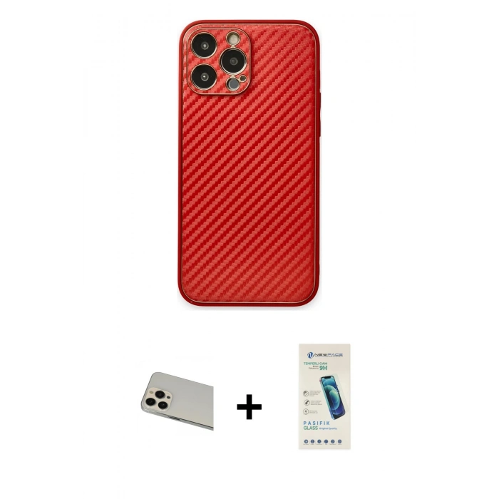 MARSİLYAN™- iPhone 13 Pro Max Kılıf Ahenk Işık - Şeffaf Pasifik Cam Ekran Koruyucu + Rainbow Kamera Lens Koruma Cam - REGD