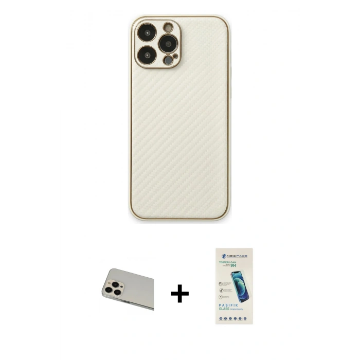 MARSİLYAN™- iPhone 13 Pro Max Kılıf Ahenk Işık - Şeffaf Pasifik Cam Ekran Koruyucu + Rainbow Kamera Lens Koruma Cam - REGD