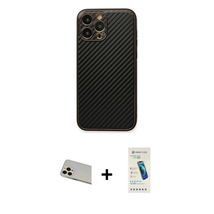 MARSİLYAN™- iPhone 13 Pro Max Kılıf Ahenk Işık - Şeffaf Pasifik Cam Ekran Koruyucu + Rainbow Kamera Lens Koruma Cam - REGD
