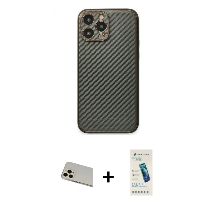 MARSİLYAN™- iPhone 13 Pro Max Kılıf Ahenk Işık - Şeffaf Pasifik Cam Ekran Koruyucu + Rainbow Kamera Lens Koruma Cam - REGD
