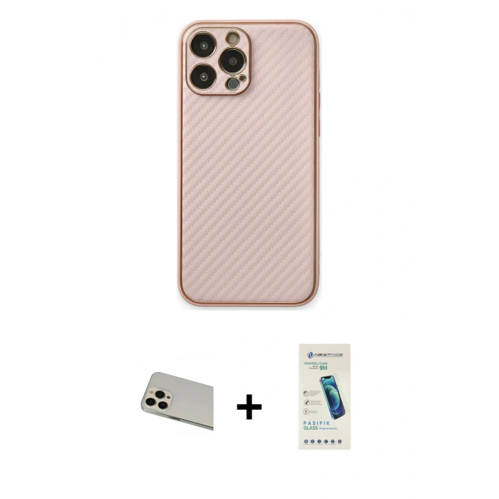 MARSİLYAN™- iPhone 13 Pro Max Kılıf Ahenk Işık - Şeffaf Pasifik Cam Ekran Koruyucu + Rainbow Kamera Lens Koruma Cam - REGD