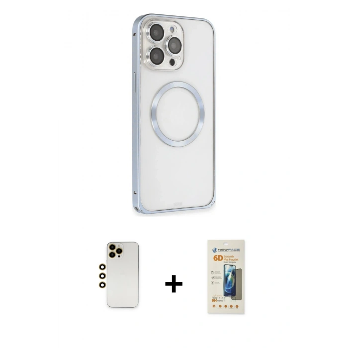 MARSİLYAN™- iPhone 13 Pro Max Kılıf Ahenk Işık Serisi - Siyah 6D Mat Seramik Hayalet Nano Ekran Koruyucu + Shine Kamera Lens - GD