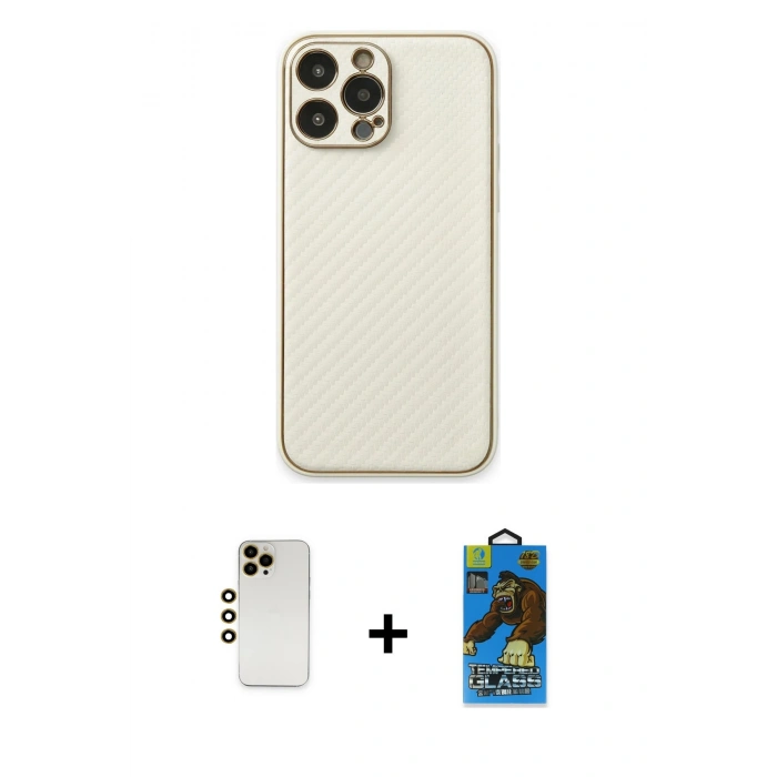 MARSİLYAN™- iPhone 13 Pro Max Kılıf Ahenk Işık - Siyah 18D Cam Ekran Koruyucu + Shine Kamera Lens - GD