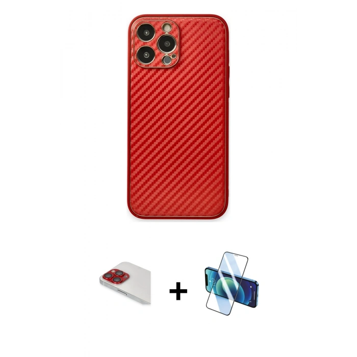 MARSİLYAN™- iPhone 13 Pro Max Kılıf Ahenk Işık - Siyah 3D Antistatik Cam Ekran Koruyucu + Pers Alüminyum Kamera Lens - KI