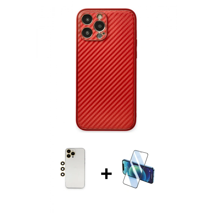 MARSİLYAN™- iPhone 13 Pro Max Kılıf Ahenk Işık - Siyah 3D Antistatik Cam Ekran Koruyucu + Shine Kamera Lens - GD