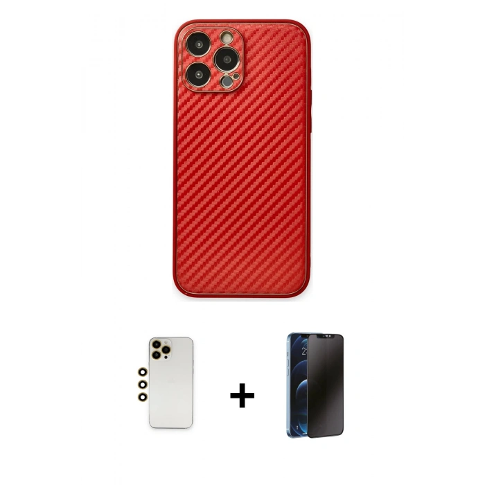 MARSİLYAN™- iPhone 13 Pro Max Kılıf Ahenk Işık - Siyah 3D Antistatik Hayalet Cam Ekran Koruyucu + Shine Kamera Lens - GD