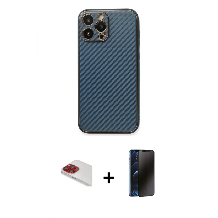 MARSİLYAN™- iPhone 13 Pro Max Kılıf Ahenk Işık - Siyah 3D Antistatik Hayalet Cam Ekran Koruyucu + Pers Alüminyum Kamera Lens - KI