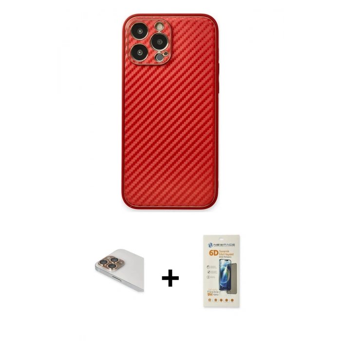 MARSİLYAN™- iPhone 13 Pro Max Kılıf Ahenk Işık - Siyah 6D Mat Seramik Hayalet Nano Ekran Koruyucu + Pers Alüminyum Kamera Lens - GD