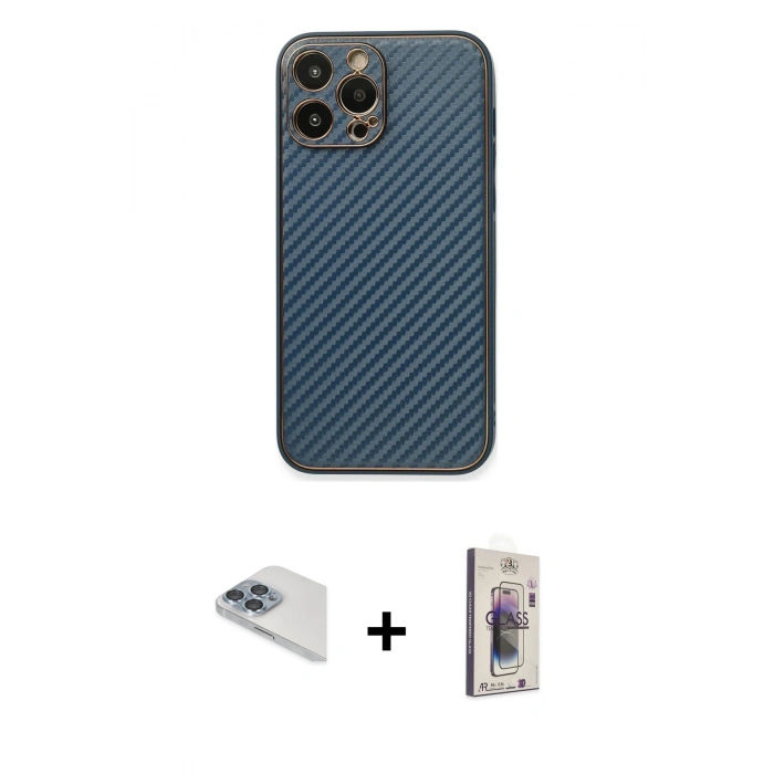 MARSİLYAN™- iPhone 13 Pro Max Kılıf Ahenk Işık - Siyah Bilvis 3D Cam Ekran Koruyucu + Pers Alüminyum Kamera Lens - SABE