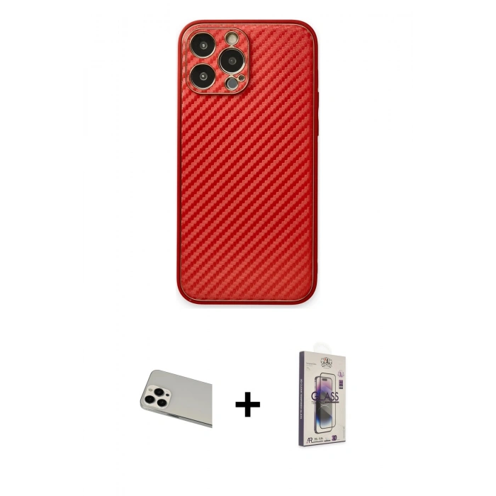 MARSİLYAN™- iPhone 13 Pro Max Kılıf Ahenk Işık - Siyah Bilvis 3D Cam Ekran Koruyucu + Rainbow Kamera Lens Koruma Cam - BZ