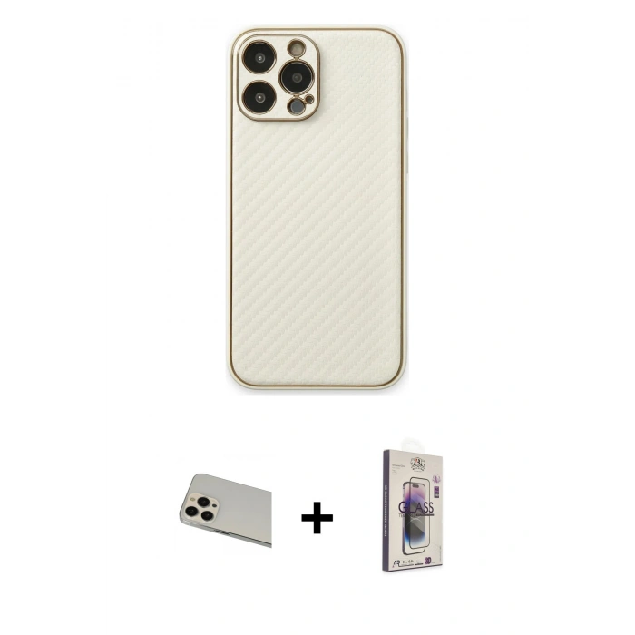 MARSİLYAN™- iPhone 13 Pro Max Kılıf Ahenk Işık - Siyah Bilvis 3D Cam Ekran Koruyucu + Rainbow Kamera Lens Koruma Cam - REGD