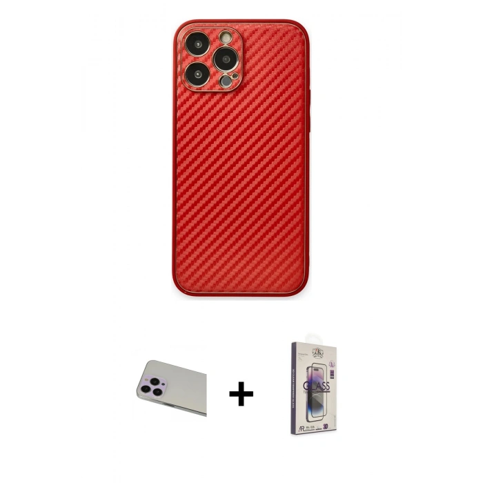 MARSİLYAN™- iPhone 13 Pro Max Kılıf Ahenk Işık - Siyah Bilvis 3D Cam Ekran Koruyucu + Rainbow Kamera Lens Koruma Cam - MR