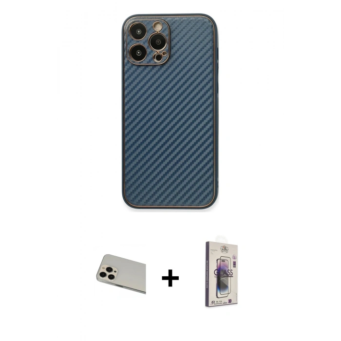 MARSİLYAN™- iPhone 13 Pro Max Kılıf Ahenk Işık - Siyah Bilvis 3D Cam Ekran Koruyucu + Rainbow Kamera Lens Koruma Cam - REGD