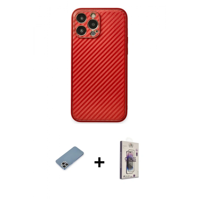 MARSİLYAN™- iPhone 13 Pro Max Kılıf Ahenk Işık - Siyah Bilvis 3D Cam Ekran Koruyucu + Shine Kamera Lens Koruma Cam - GI