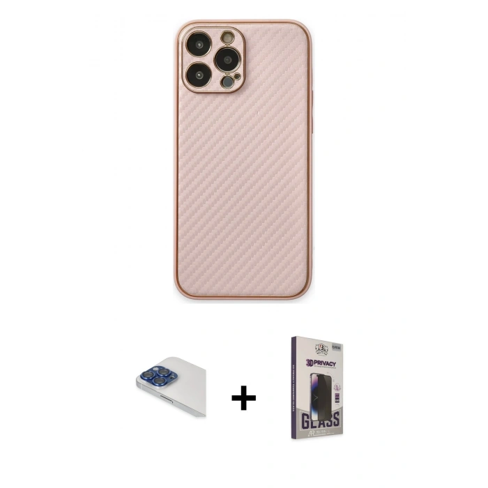 MARSİLYAN™- iPhone 13 Pro Max Kılıf Ahenk Işık - Siyah Bilvis Hayalet Cam Ekran Koruyucu + Pers Alüminyum Kamera Lens - LT