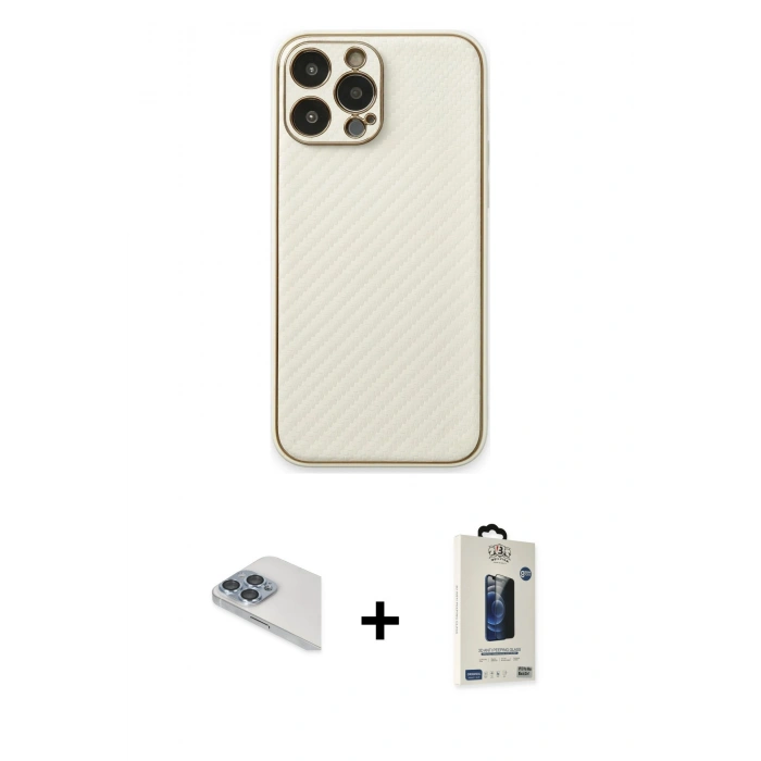 MARSİLYAN™- iPhone 13 Pro Max Kılıf Ahenk Işık - Siyah Bilvis Hayalet Cam Ekran Koruyucu + Pers Alüminyum Kamera Lens - SABE