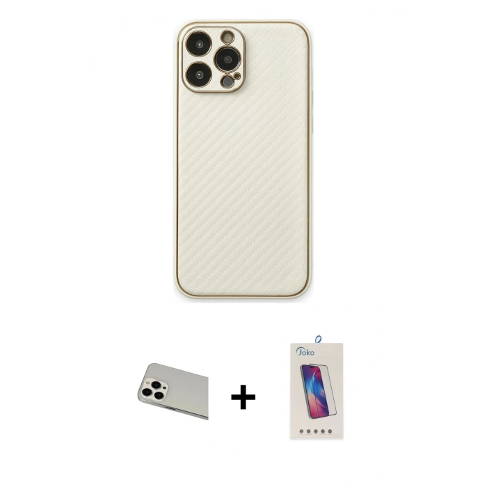 MARSİLYAN™- iPhone 13 Pro Max Kılıf Ahenk Işık - Siyah Joko 5D Cam + Rainbow Kamera Lens Koruma Cam - BZ