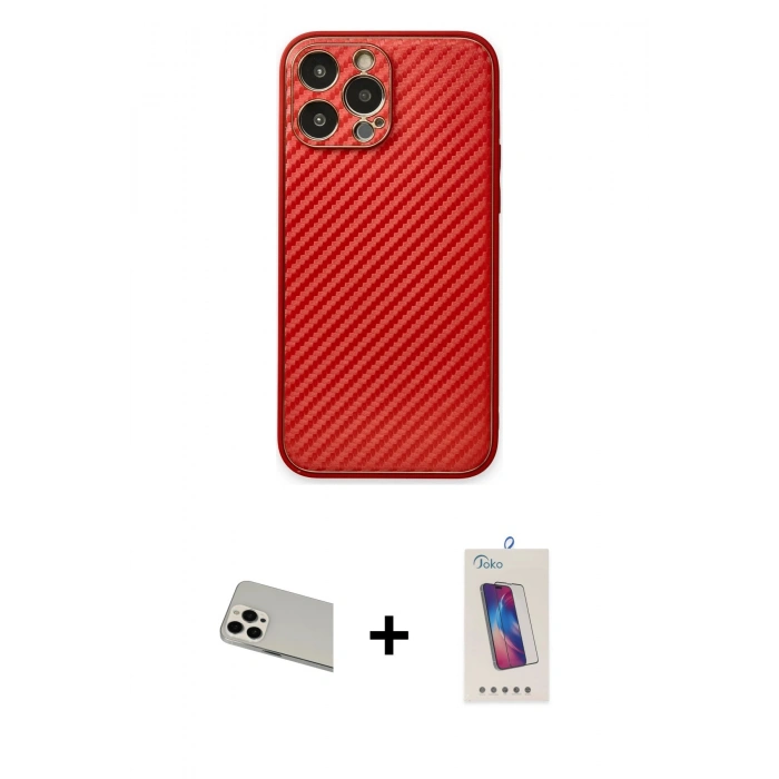 MARSİLYAN™- iPhone 13 Pro Max Kılıf Ahenk Işık - Siyah Joko 5D Cam + Rainbow Kamera Lens Koruma Cam - BZ