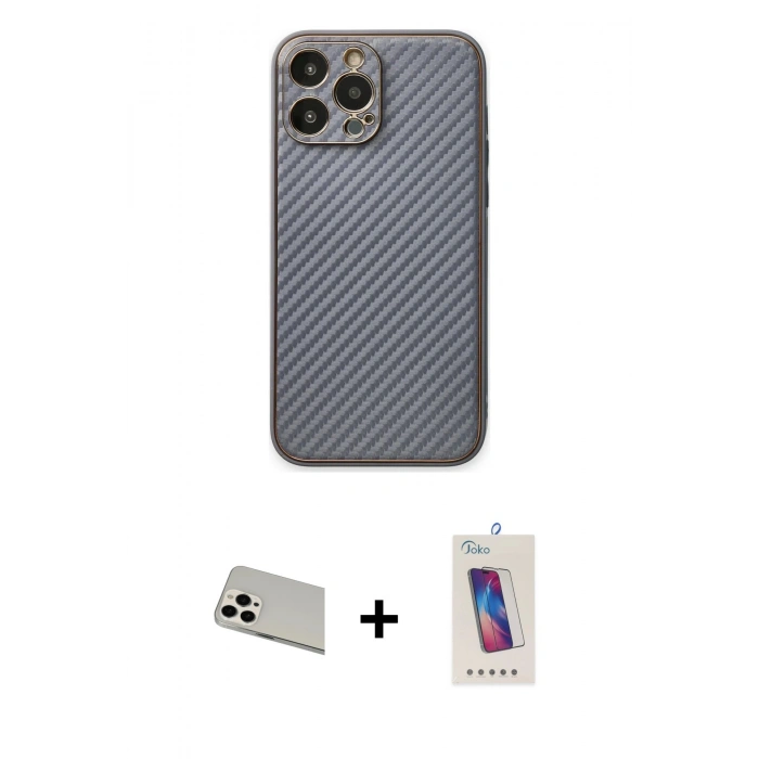 MARSİLYAN™- iPhone 13 Pro Max Kılıf Ahenk Işık - Siyah Joko 5D Cam + Rainbow Kamera Lens Koruma Cam - BZ