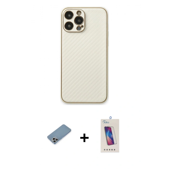 MARSİLYAN™- iPhone 13 Pro Max Kılıf Ahenk Işık - Siyah Joko 5D Cam + Shine Kamera Lens Koruma Cam - GI
