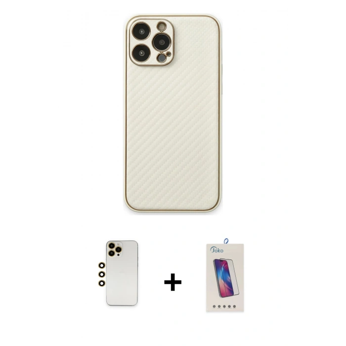 MARSİLYAN™- iPhone 13 Pro Max Kılıf Ahenk Işık - Siyah Joko 5D Cam + Shine Kamera Lens - GD