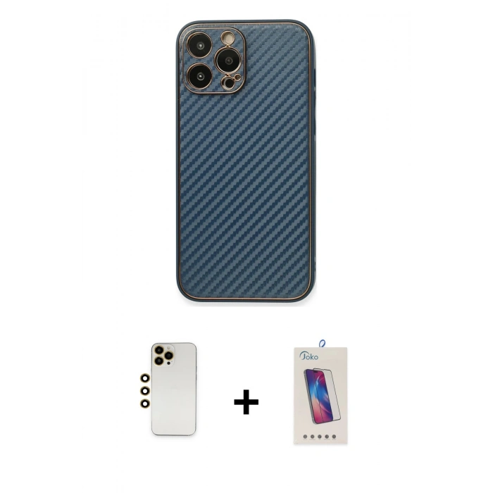 MARSİLYAN™- iPhone 13 Pro Max Kılıf Ahenk Işık - Siyah Joko 5D Cam + Shine Kamera Lens - GD