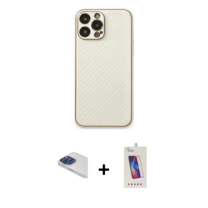 MARSİLYAN™- iPhone 13 Pro Max Kılıf Ahenk Işık - Siyah Joko 5D Cam + Pers Alüminyum Kamera Lens - LT