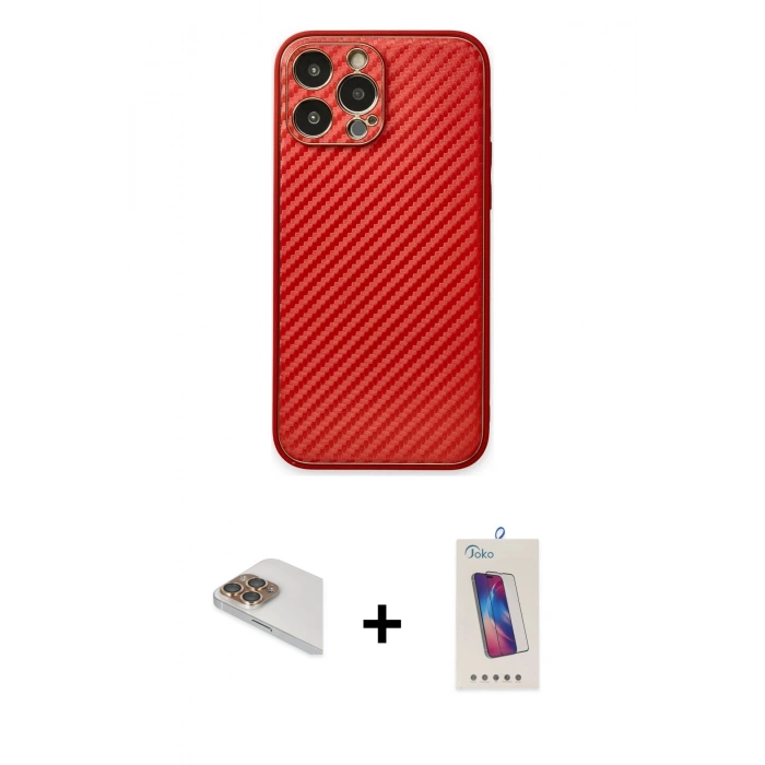 MARSİLYAN™- iPhone 13 Pro Max Kılıf Ahenk Işık - Siyah Joko 5D Cam + Pers Alüminyum Kamera Lens - GD