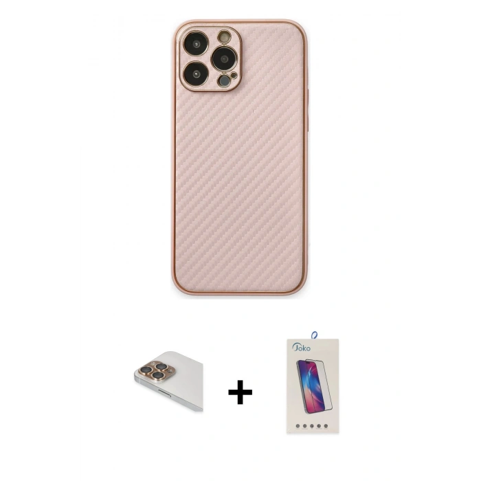 MARSİLYAN™- iPhone 13 Pro Max Kılıf Ahenk Işık - Siyah Joko 5D Cam + Pers Alüminyum Kamera Lens - GD