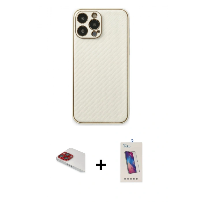 MARSİLYAN™- iPhone 13 Pro Max Kılıf Ahenk Işık - Siyah Joko 5D Cam + Pers Alüminyum Kamera Lens - KI
