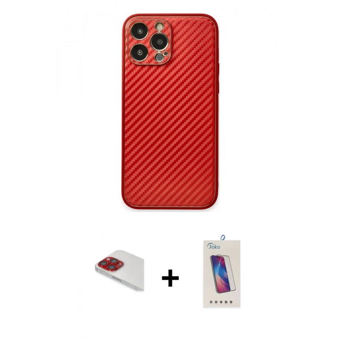MARSİLYAN™- iPhone 13 Pro Max Kılıf Ahenk Işık - Siyah Joko 5D Cam + Pers Alüminyum Kamera Lens - KI