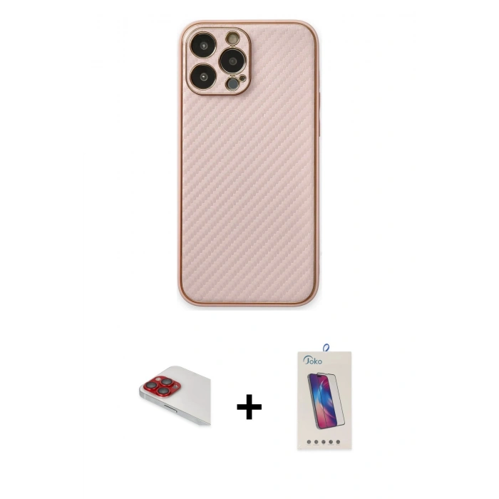 MARSİLYAN™- iPhone 13 Pro Max Kılıf Ahenk Işık - Siyah Joko 5D Cam + Pers Alüminyum Kamera Lens - KI