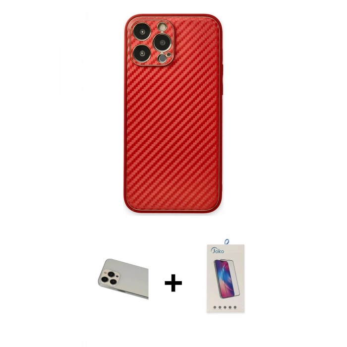 MARSİLYAN™- iPhone 13 Pro Max Kılıf Ahenk Işık - Siyah Joko 5D Cam + Rainbow Kamera Lens Koruma Cam - REGD