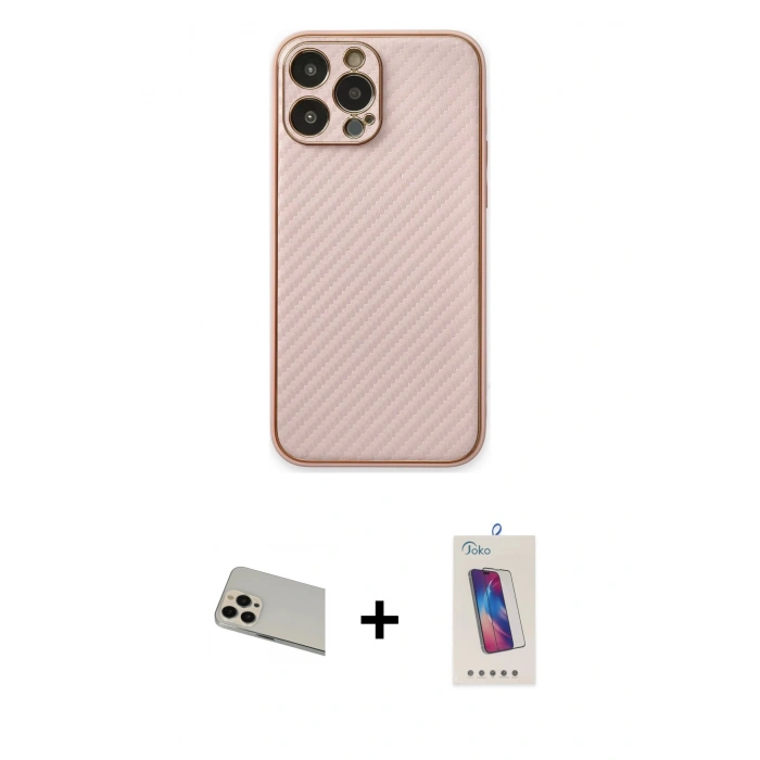MARSİLYAN™- iPhone 13 Pro Max Kılıf Ahenk Işık - Siyah Joko 5D Cam + Rainbow Kamera Lens Koruma Cam - REGD