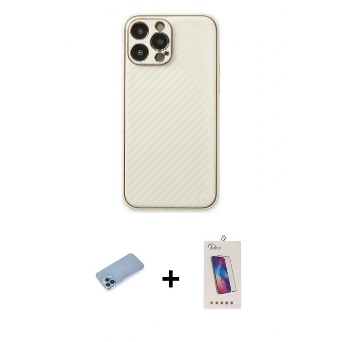 MARSİLYAN™- iPhone 13 Pro Max Kılıf Ahenk Işık - Siyah Joko 5D Cam + Shine Kamera Lens Koruma Cam - MI