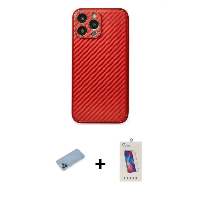 MARSİLYAN™- iPhone 13 Pro Max Kılıf Ahenk Işık - Siyah Joko 5D Cam + Shine Kamera Lens Koruma Cam - MI