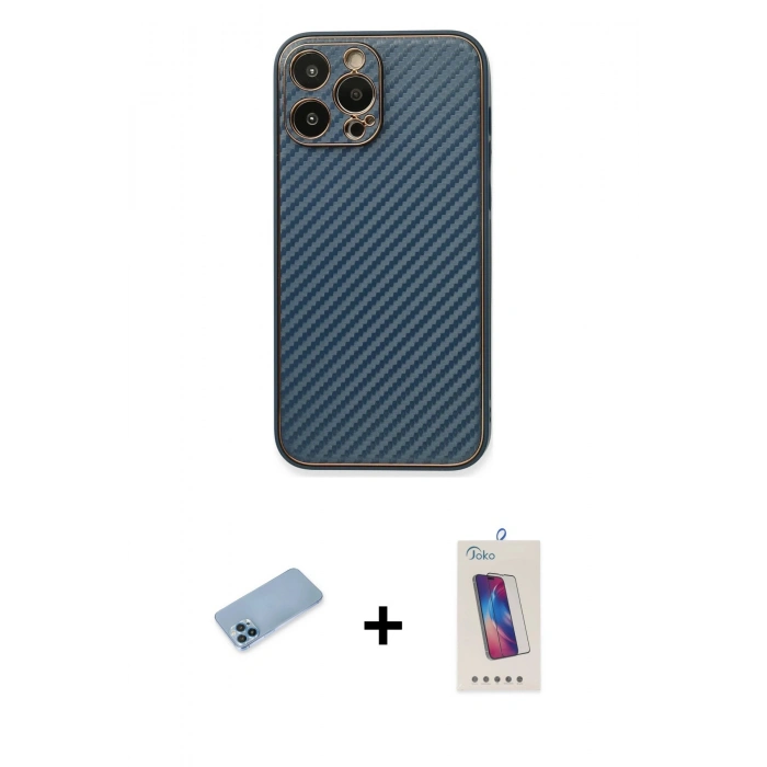 MARSİLYAN™- iPhone 13 Pro Max Kılıf Ahenk Işık - Siyah Joko 5D Cam + Shine Kamera Lens Koruma Cam - MI