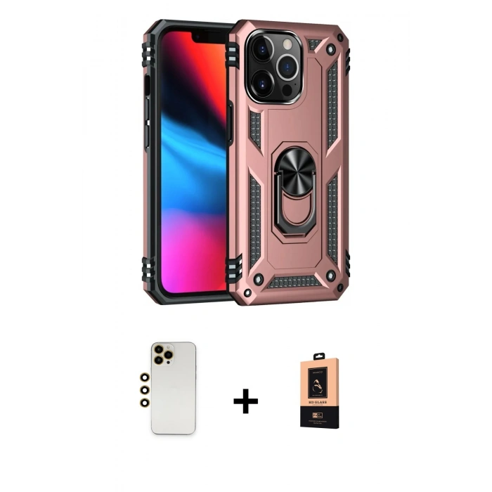 MARSİLYAN™- iPhone 13 Pro Max Kılıf Ahenk Klasik Koleksiyonu - Şeffaf Maxco Cam Ekran Koruyucu + Shine Kamera Lens - GD