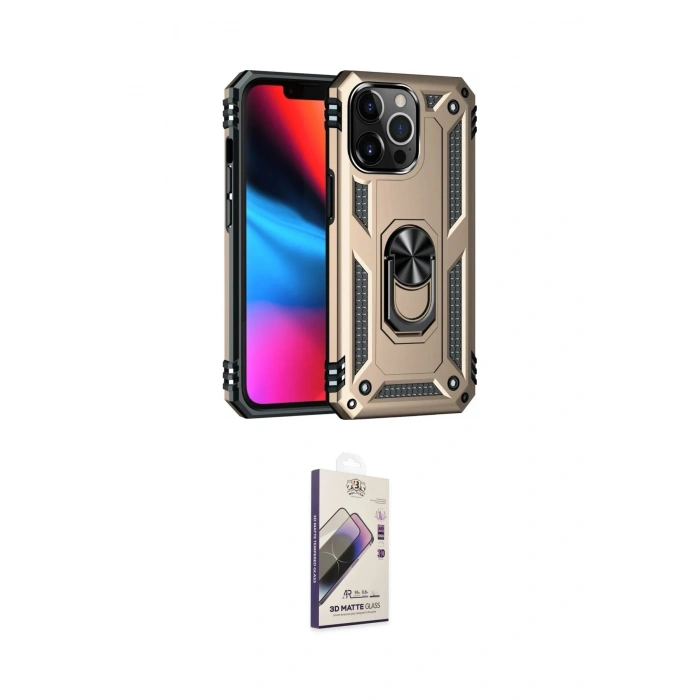 MARSİLYAN™- iPhone 13 Pro Max Kılıf Ahenk Klasik Koleksiyonu - Siyah Bilvis 3D Mat Cam Ekran Koruyucu