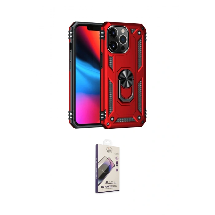 MARSİLYAN™- iPhone 13 Pro Max Kılıf Ahenk Klasik Koleksiyonu - Siyah Bilvis 3D Mat Cam Ekran Koruyucu