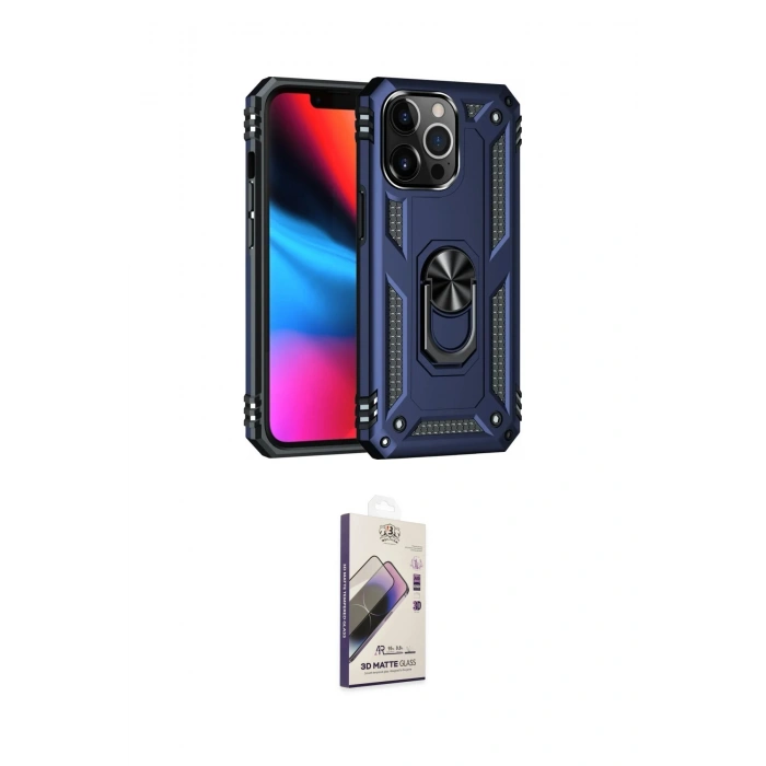 MARSİLYAN™- iPhone 13 Pro Max Kılıf Ahenk Klasik Koleksiyonu - Siyah Bilvis 3D Mat Cam Ekran Koruyucu