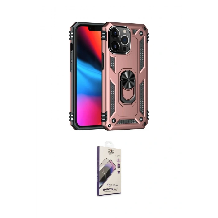 MARSİLYAN™- iPhone 13 Pro Max Kılıf Ahenk Klasik Koleksiyonu - Siyah Bilvis 3D Mat Cam Ekran Koruyucu