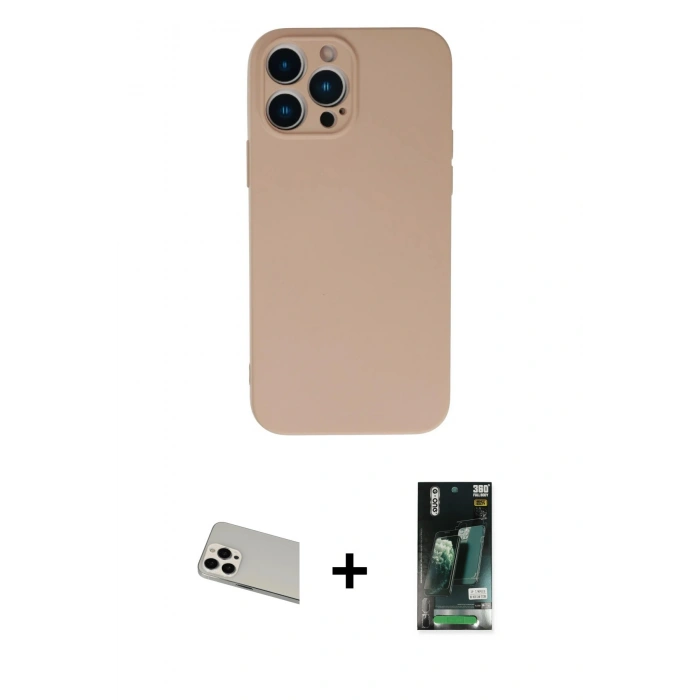 MARSİLYAN™- iPhone 13 Pro Max Kılıf Ahenk Serisi - Şeffaf 360 Full Body Arka Koruyucu + Rainbow Kamera Lens Koruma Cam - BZ