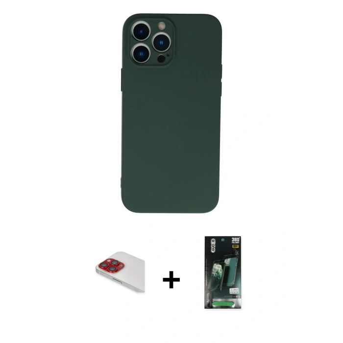 MARSİLYAN™- iPhone 13 Pro Max Kılıf Ahenk Serisi - Şeffaf 360 Full Body Arka Koruyucu + Pers Alüminyum Kamera Lens - KI