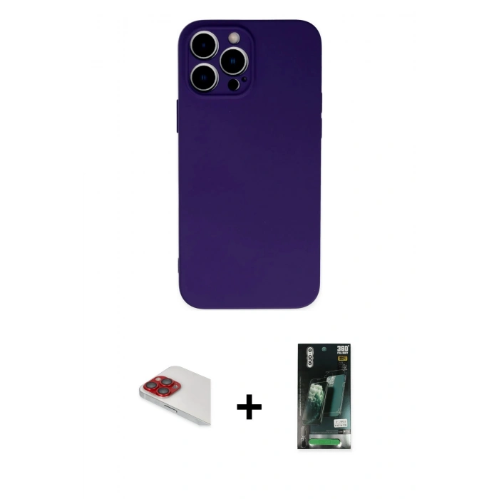 MARSİLYAN™- iPhone 13 Pro Max Kılıf Ahenk Serisi - Şeffaf 360 Full Body Arka Koruyucu + Pers Alüminyum Kamera Lens - KI